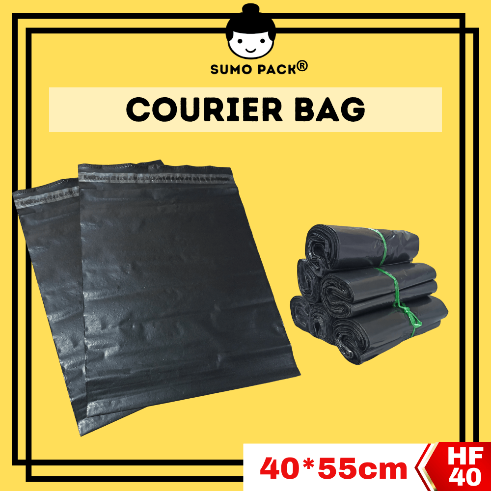 BLACK Poly Courier Bag 40cm x 55cm