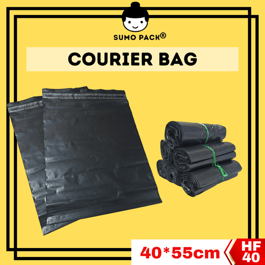 BLACK Poly Courier Bag 40cm x 55cm
