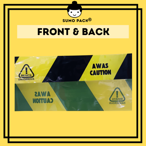 Barricade warning film tape-Black Yellow-7.5cm x 100m-front back