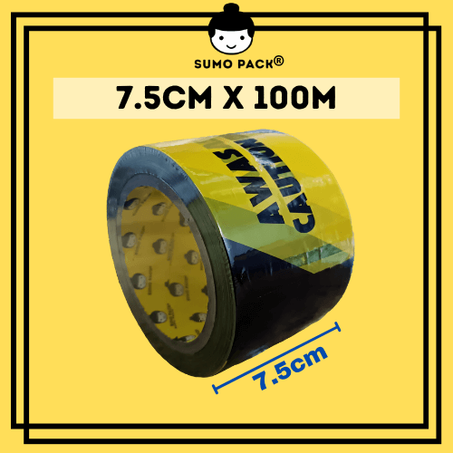 Barricade warning film tape-Black Yellow-7.5cm x 100m