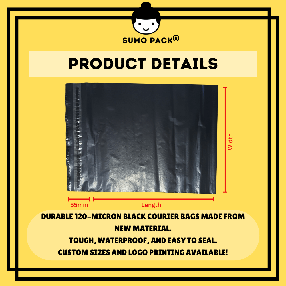 Black Courier Bag size details
