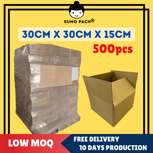 Custom Made Corrugated Carton Box 30cm x30cm x15cm  - 500Pcs