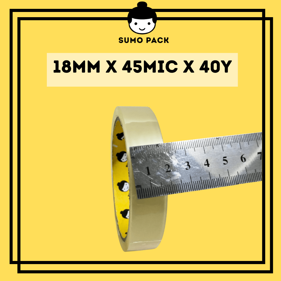 OPP Tape 18mm Malaysia 18mm x45mic x 40y