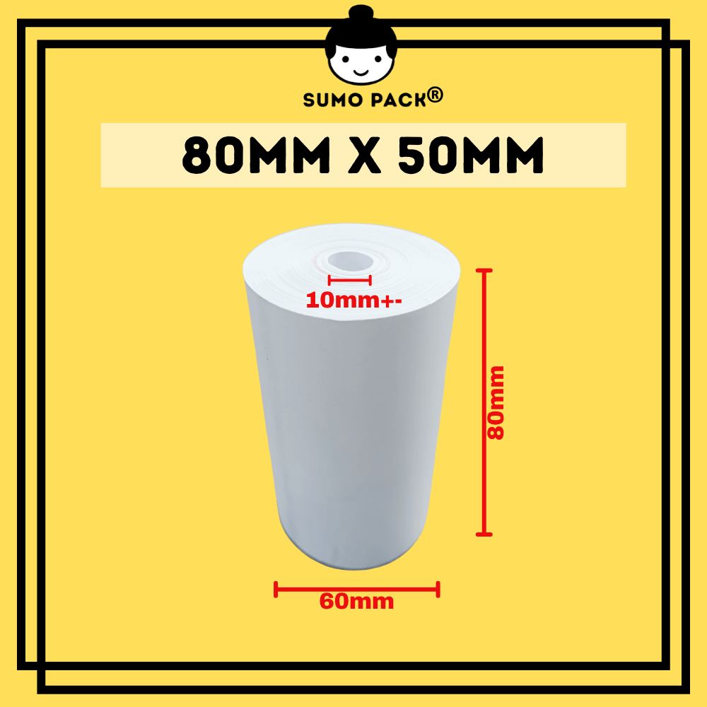 THERMAL RECEIPT PAPER ROLL 80 X 50MM X 10MM+-