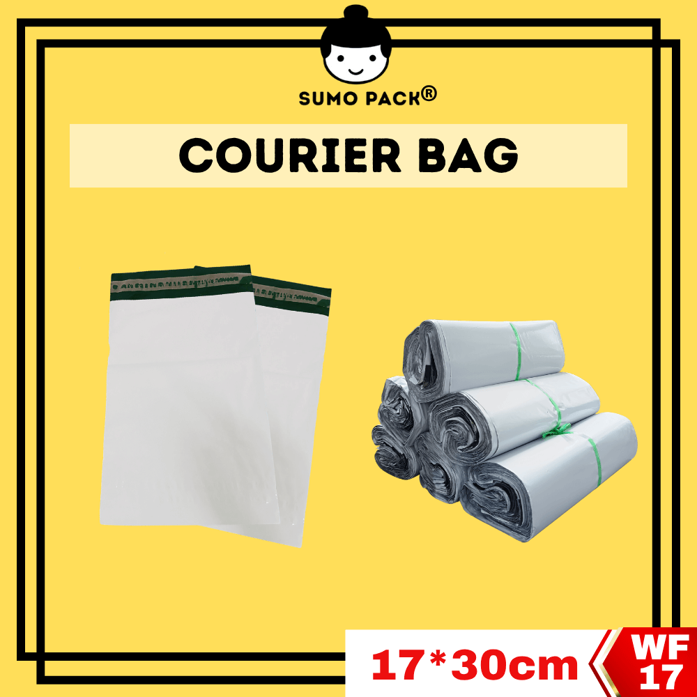 White Poly Courier Bag 17cm x 30cm