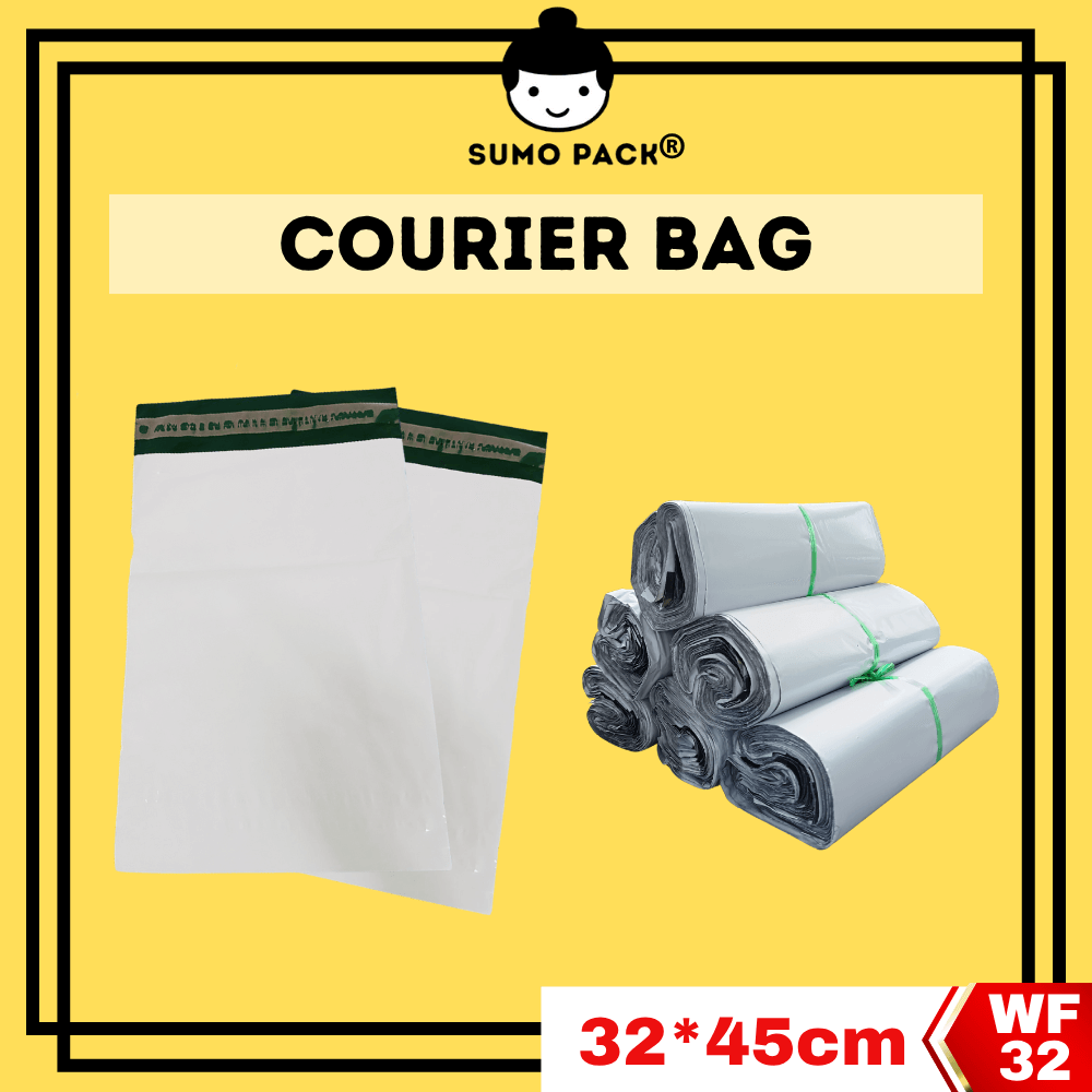 White Poly Courier Bag 32cm x 45cm