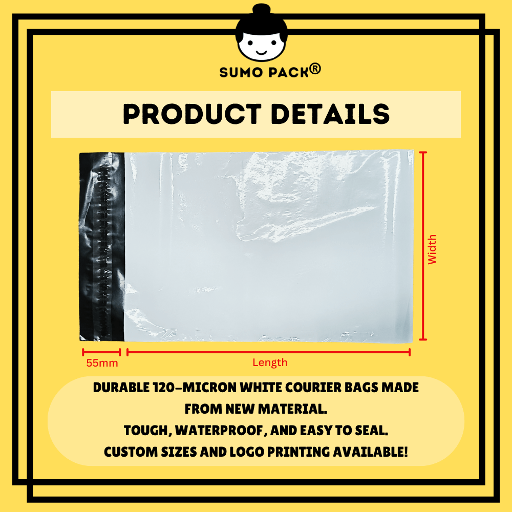 White Poly Courier Bag Details