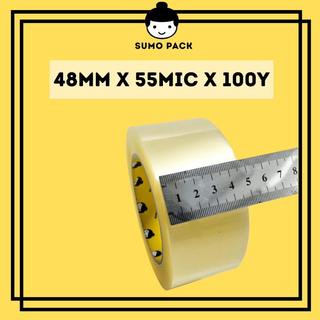 48m Ultra Clear Cellophane tape- Spec 55mic x 100Y