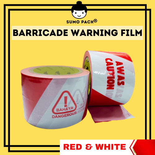 AWAS Warning Film / Caution Barricade Tape (No Glue) - RED & WHITE