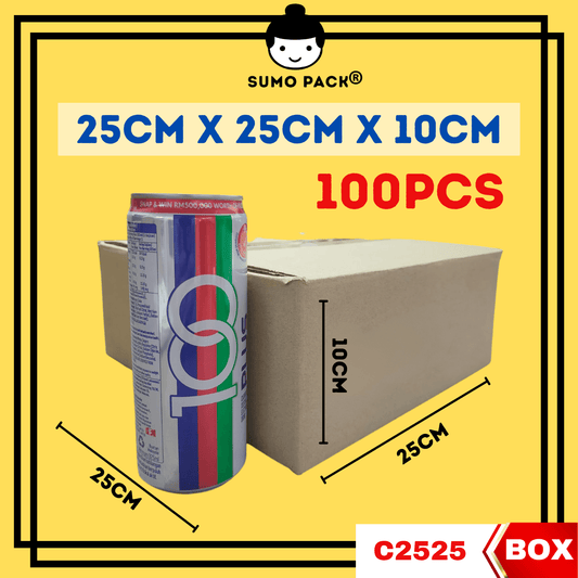 A Flute Corrugated Carton Box 25cmx25cmx10cm - 100Pcs