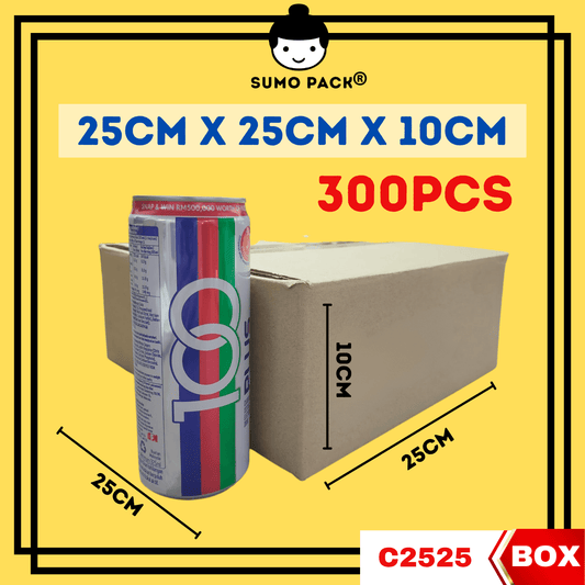 A Flute Corrugated Carton Box 25cmx25cmx10cm - 300Pcs