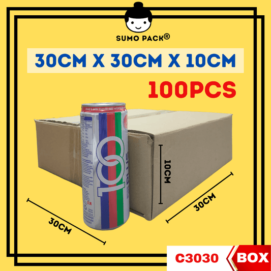 A Flute Corrugated Carton Box 30cmx30cmx10cm - 100Pcs