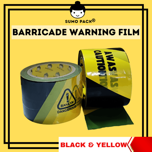 Barricade warning film tape-Black Yellow