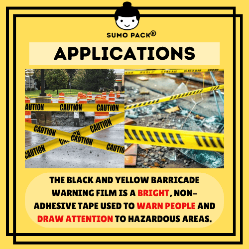 Black Yellow AWAS Warning Film Caution Barricade Tape