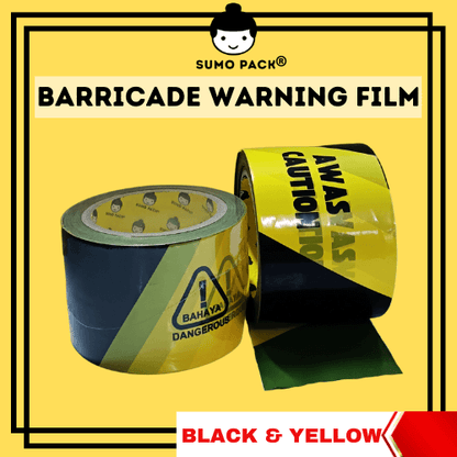 Black Yellow AWAS Warning Film Caution Barricade Tape