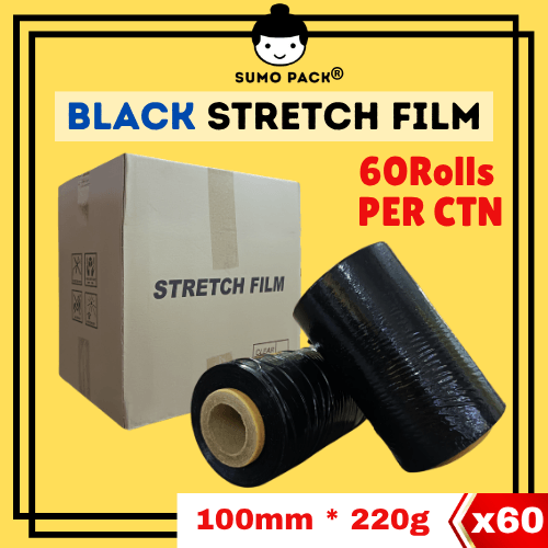 [1x CTN] Black Baby Roll Stretch Film 100mm 220g